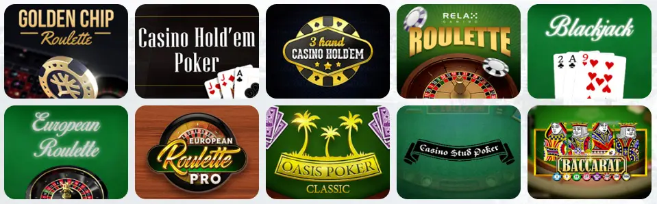 Jeux de table au Together Casino